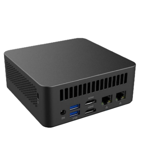 NUC-A3500L2 AMD Ryzen mini PC rear I/O with dual HDMI and dual LAN
